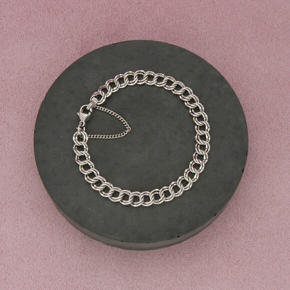 james avery sterling silver medium double curb chain charm bracelet size 6.5in - Picture 1 of 3